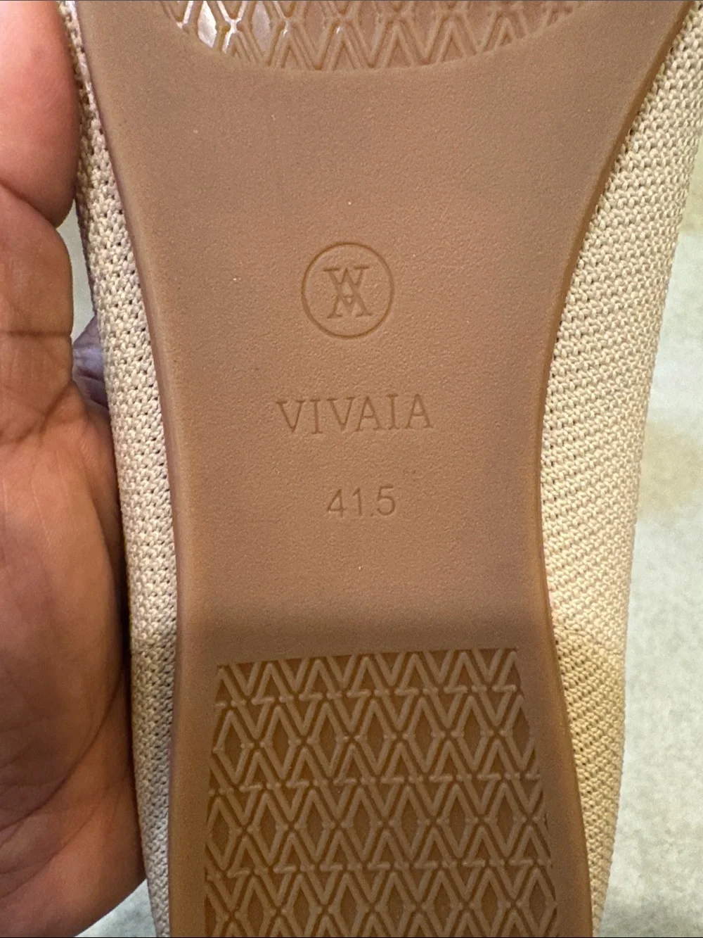 VIVAIA Women's Pointed Knit Flats in Light Beige-Size 41.5/US 10